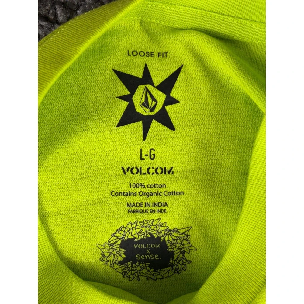 Volcom x Sense Process of Liberation T-Shirt Neon Lime Green Mens L A4312502